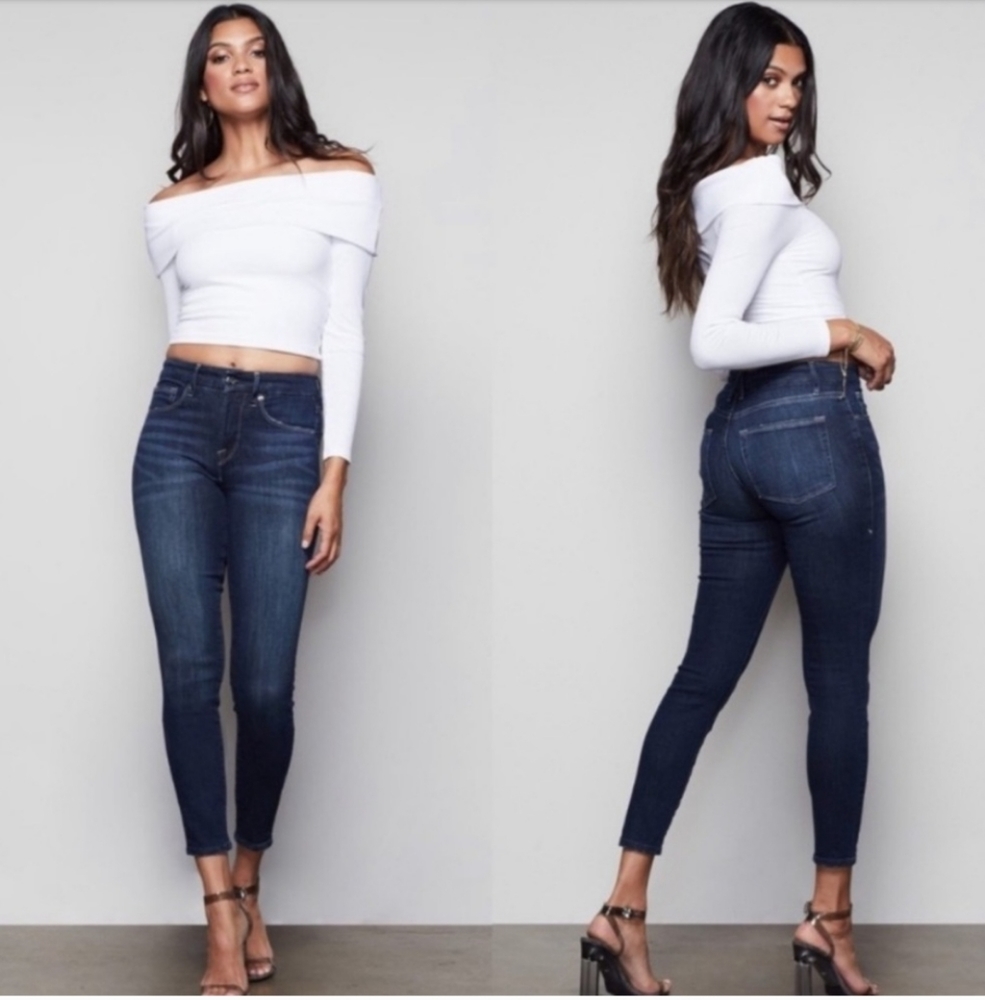 Good American Good Legs Crop High Waist Jeans sz 0/25
